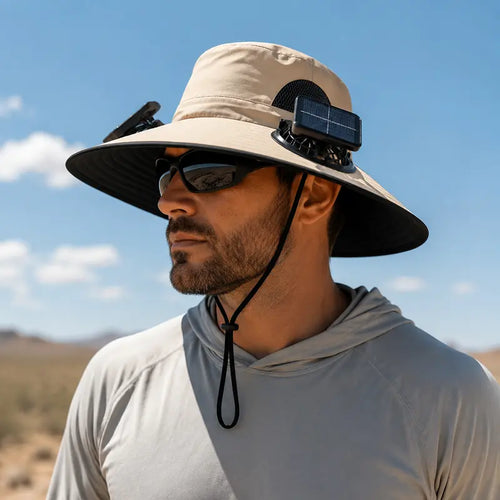 2026 Outdoor Wide Brim Cooling Hat with Dual Fans & UPF 50+ Sun Protection