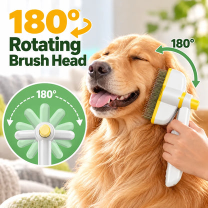 🎁Self-Cleaning Pet Grooming Brush with 180° Rotating Head – Rounded Stainless Steel Pins for Dogs & Cats