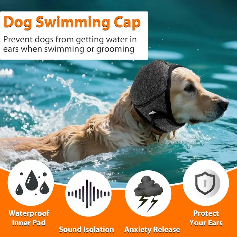 Dog Calming Hoodie Ear Wraps-Waterproof Dogs Swim Cap
