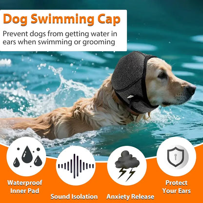 Dog Calming Hoodie Ear Wraps-Waterproof Dogs Swim Cap