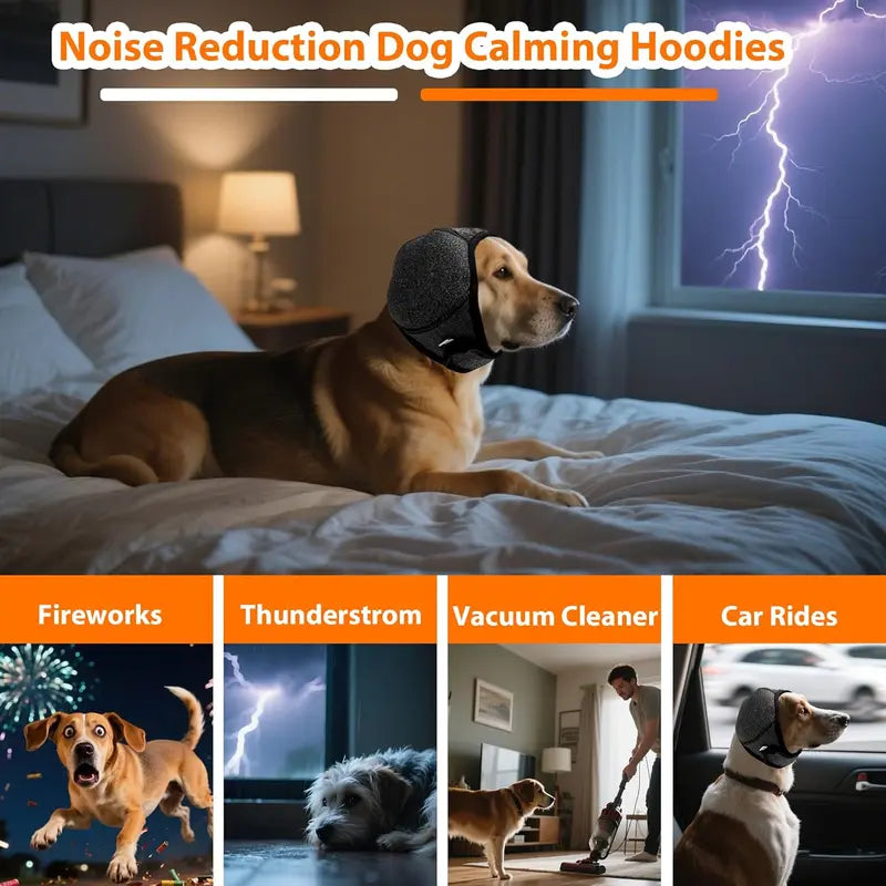 Dog Calming Hoodie Ear Wraps-Waterproof Dogs Swim Cap