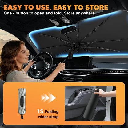 Foldable Windshield Sun Shade Umbrella 55" x 31" ☂️🚗 | Reflective Car Sunshade for Heat Insulation & UV Protection