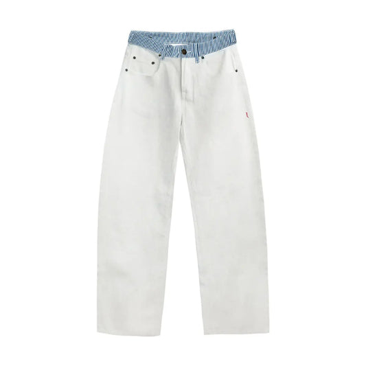 Adjustable Low-Rise Loose Barrel Leg Jeans