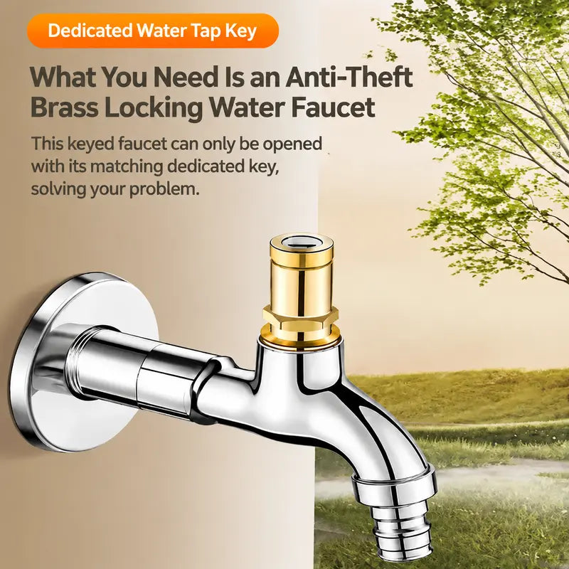🎁Brass Lockable Outdoor Faucet With Anti-Theft Key
