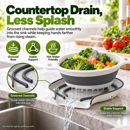 🎁3-Piece Collapsible Colander Set with Self-Draining Base
