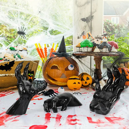 3-Pack Creepy Reaching Hands Halloween Wall Decor with LED Candles