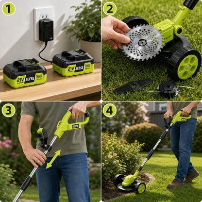 🌿21V Cordless 3-in-1 Grass Trimmer, Edger & Mini Mower