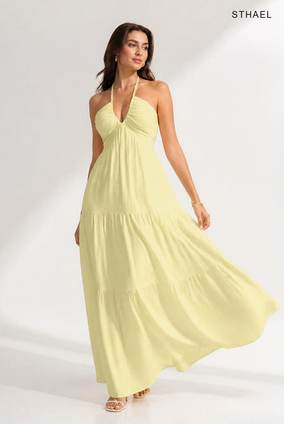 Women's Sleeveless Backless Summer A-Line Dress