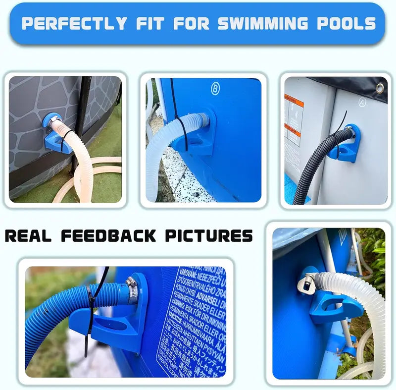 2PCS Swimming Pool Pipe Holders with Cable Ties & Hose Clamps