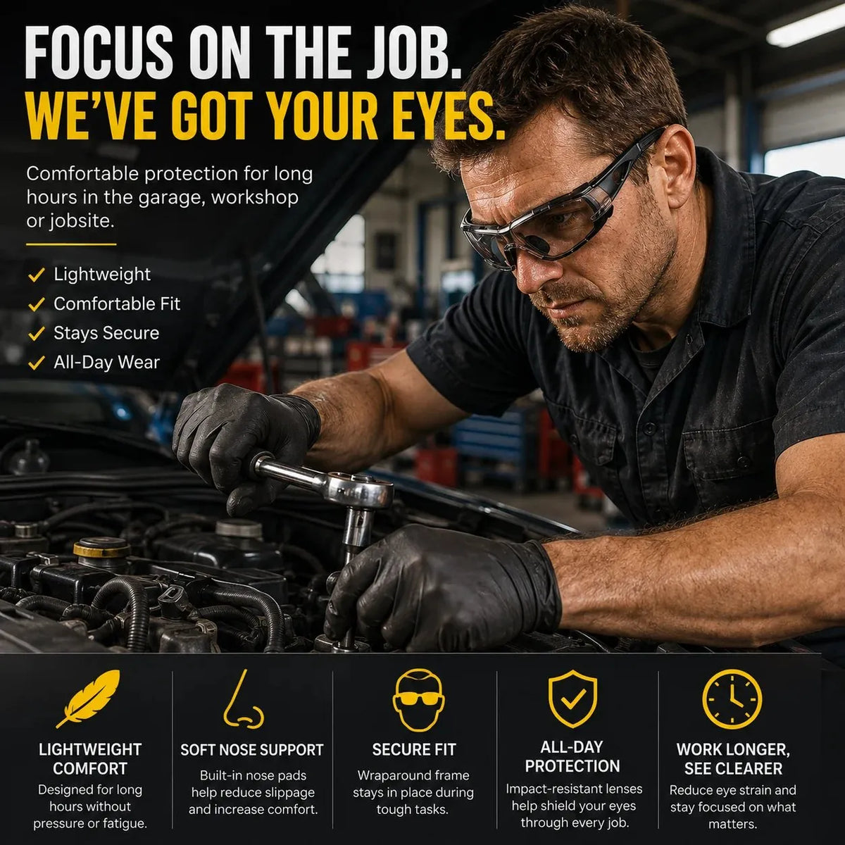 🎁Photochromic Safety Glasses With Wraparound Protection & Removable Foam Lining