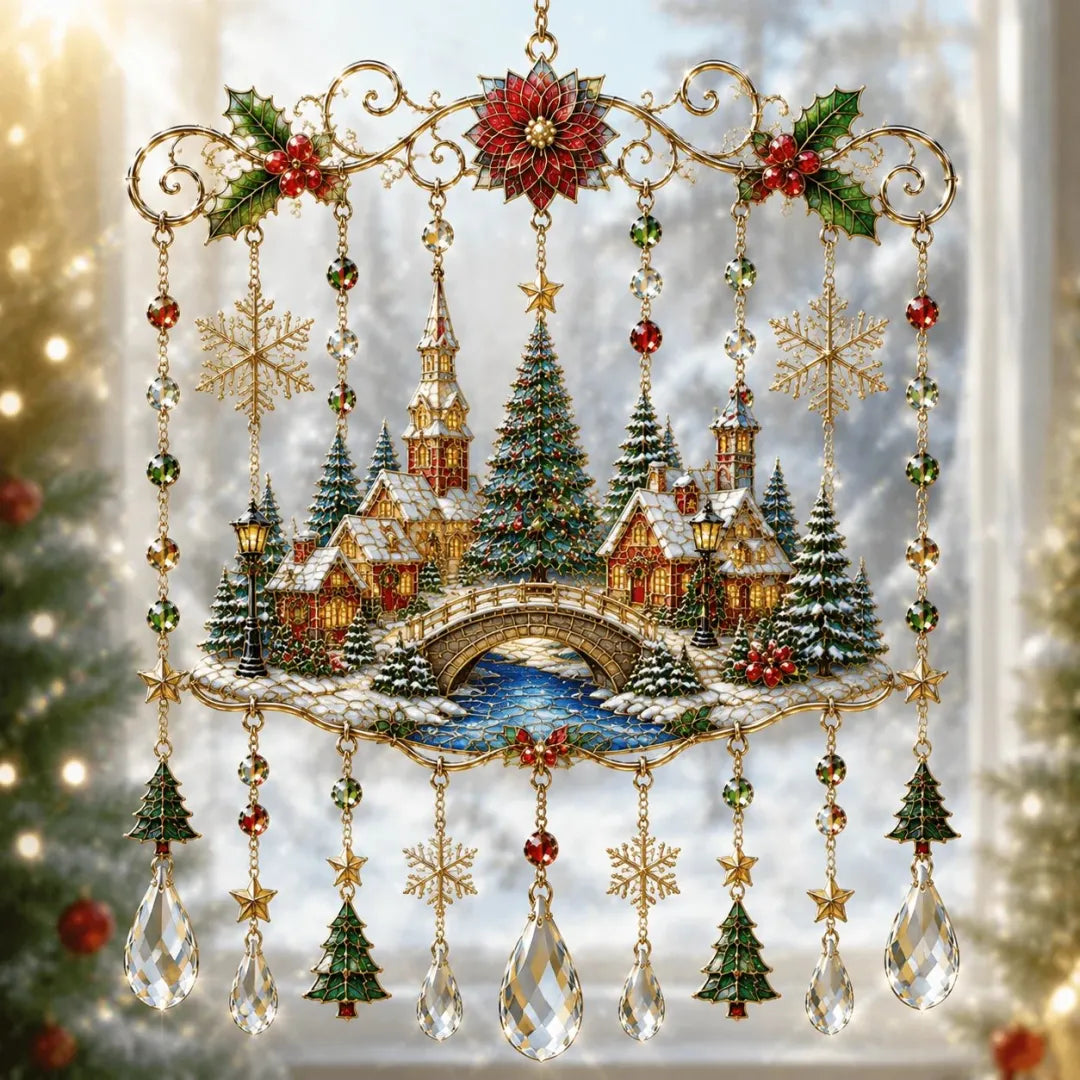 Handmade Christmas Stained Glass Window Hanging