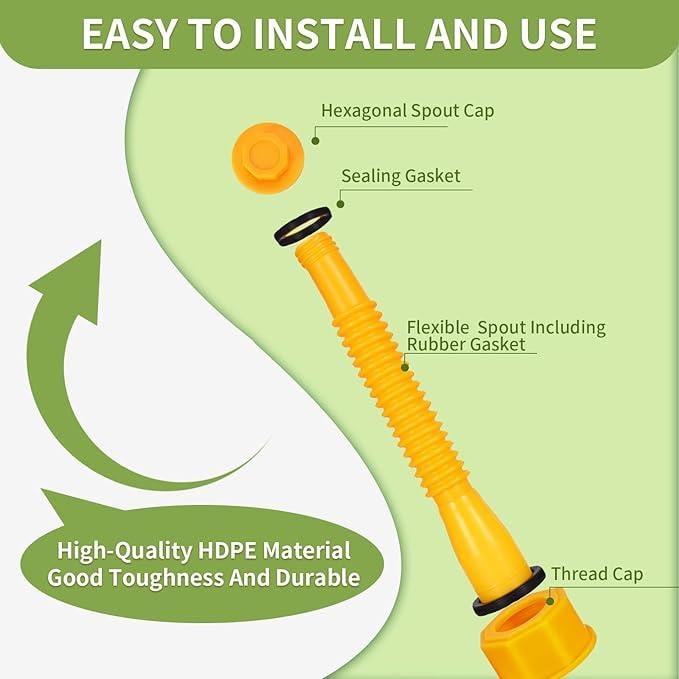 Upgraded Gas Can Spout Replacement Kit – Flexible Leak-Resistant Fuel Nozzle for Most 1–10 Gallon Cans