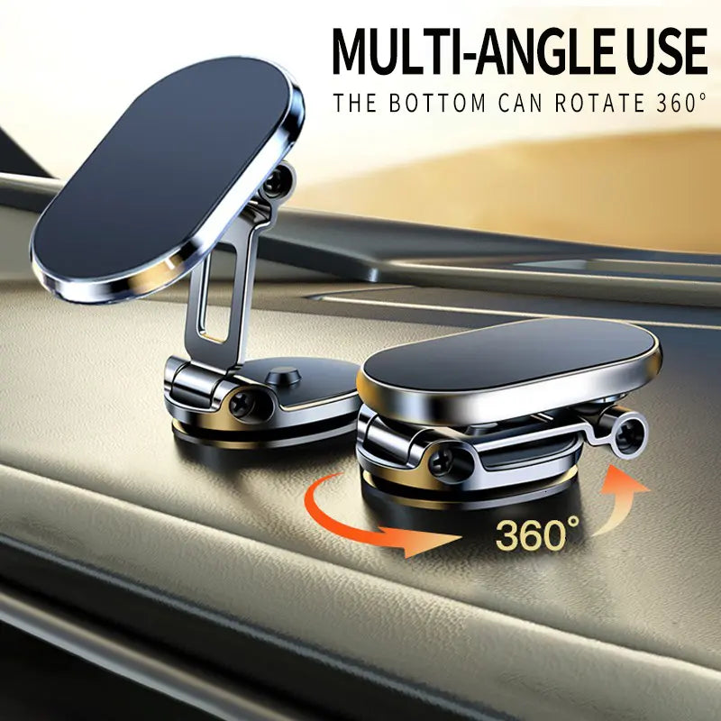 🎁Foldable Magnetic Car Phone Mount – 360° Rotating Dashboard Stand