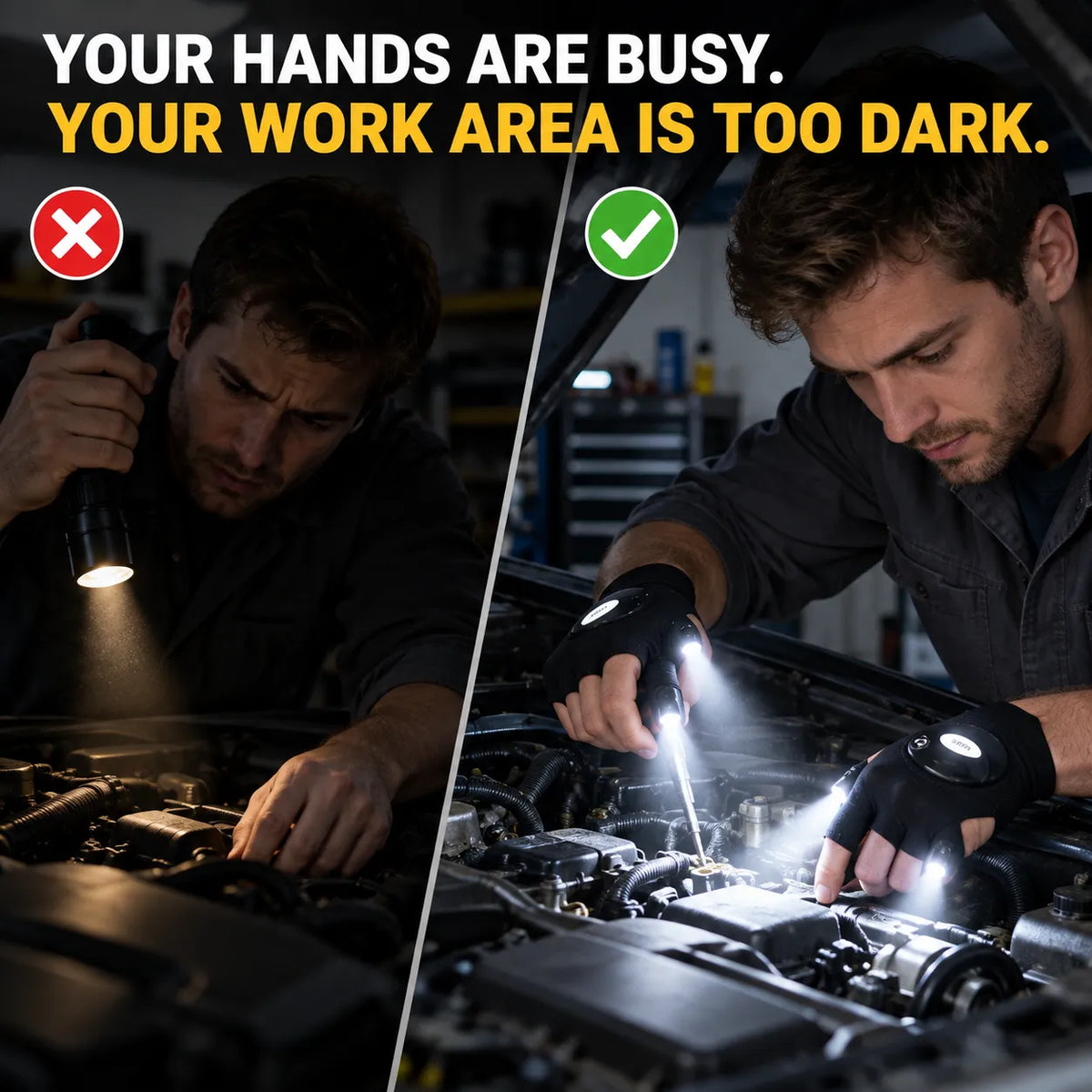 🎁LED Finger Flashlight Gloves – Hands-Free Lighting For Repairs, Fishing & Outdoor Activities