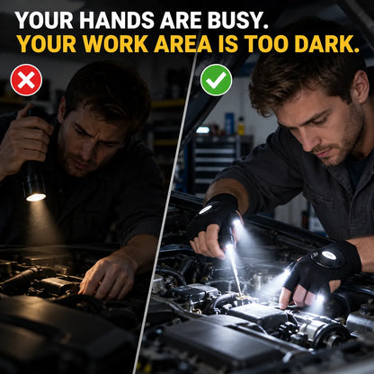 🎁LED Finger Flashlight Gloves – Hands-Free Lighting For Repairs, Fishing & Outdoor Activities