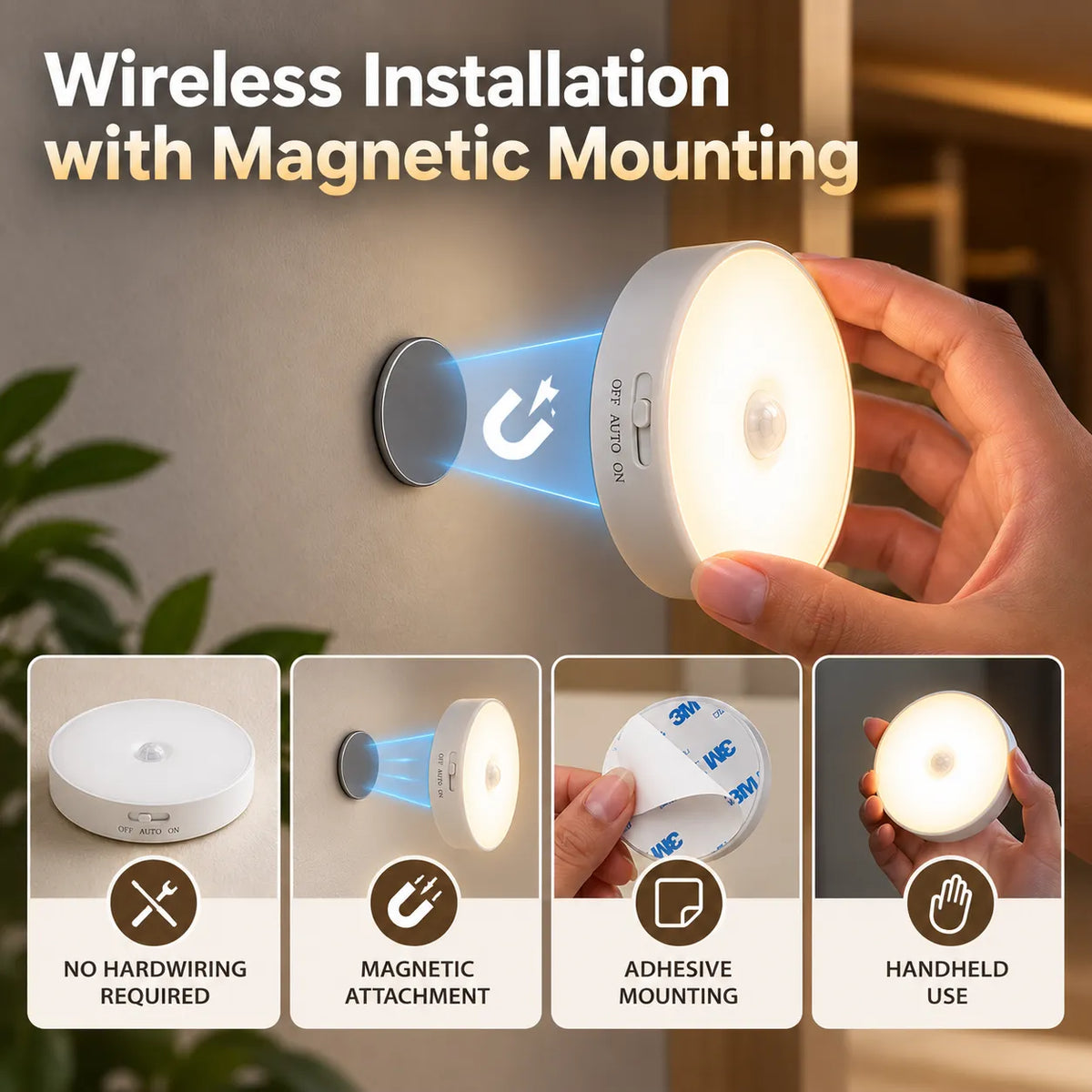 🎁Rechargeable Motion Sensor Night Light – Wireless Magnetic LED Light