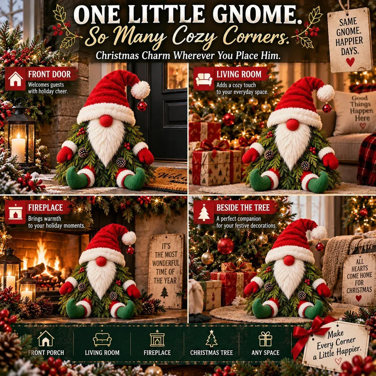 🎉 Who Says Gnomes Can't Be Christmas Trees? 🎄 – Adorable Christmas Gnome Porch Decoration