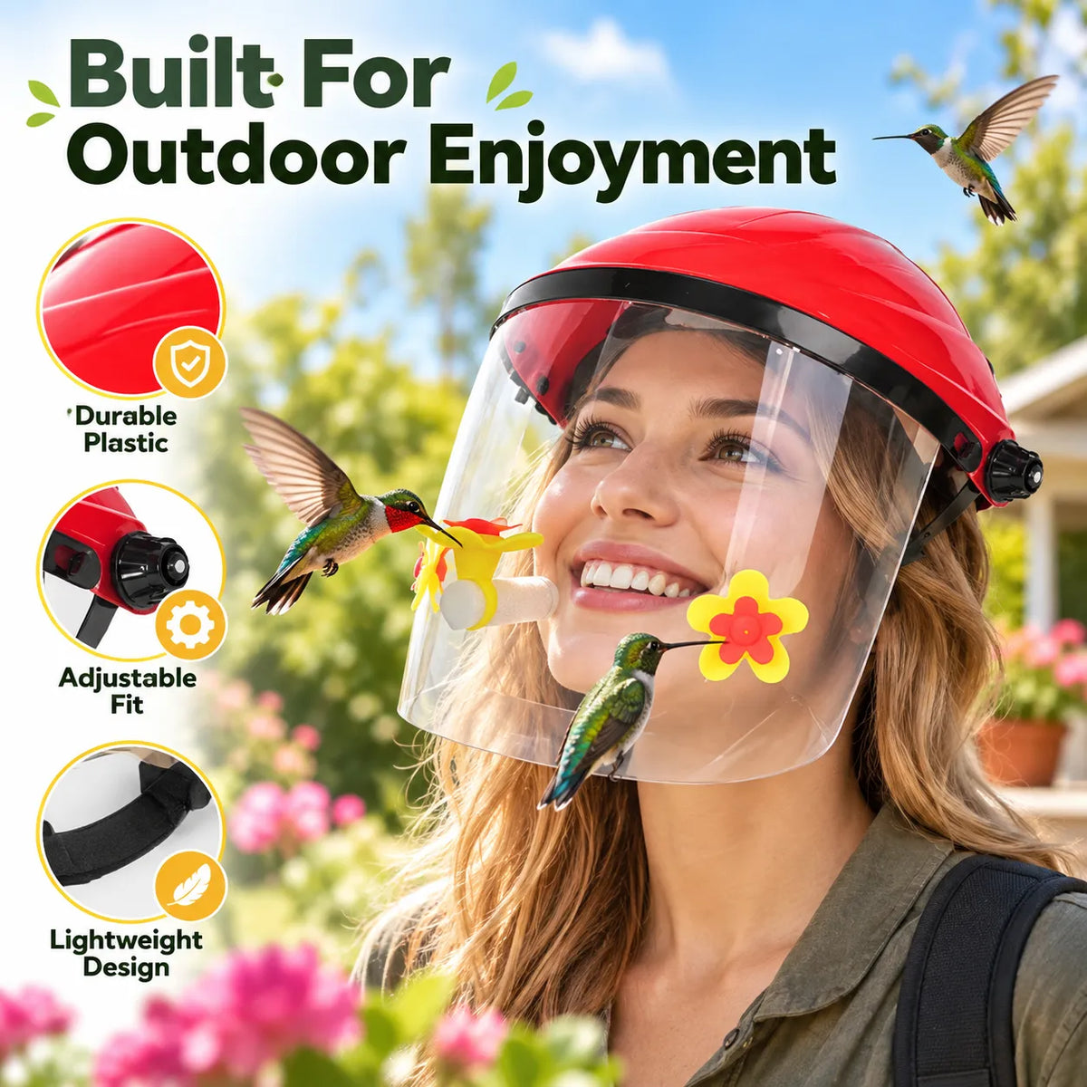 Wearable Hummingbird Feeder Hat – Adjustable Close-Up Bird Watching Experience