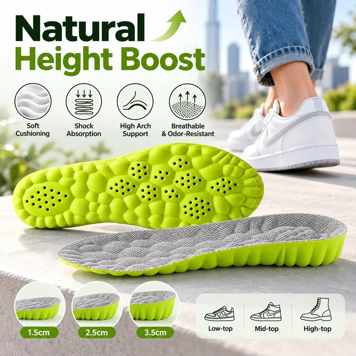 🎁Sport Height Boosting Insoles – Natural Lift, Cushioning & Everyday Foot Support