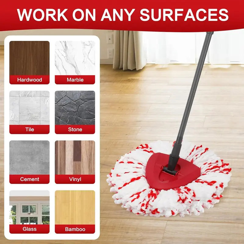 Upgraded Spin Mop Replacement Head with Built-in Scrub Pad