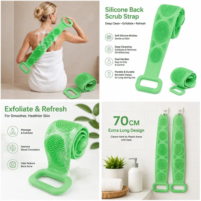 Silicone Bath Brush, Double-Sided Exfoliating Back Scrubber
