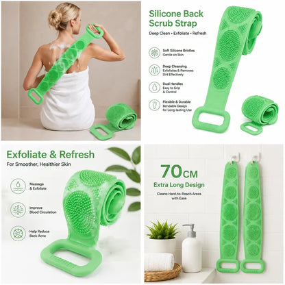 Silicone Bath Brush, Double-Sided Exfoliating Back Scrubber