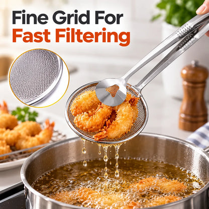 Stainless Steel Oil Filter Spoon & Food Clip