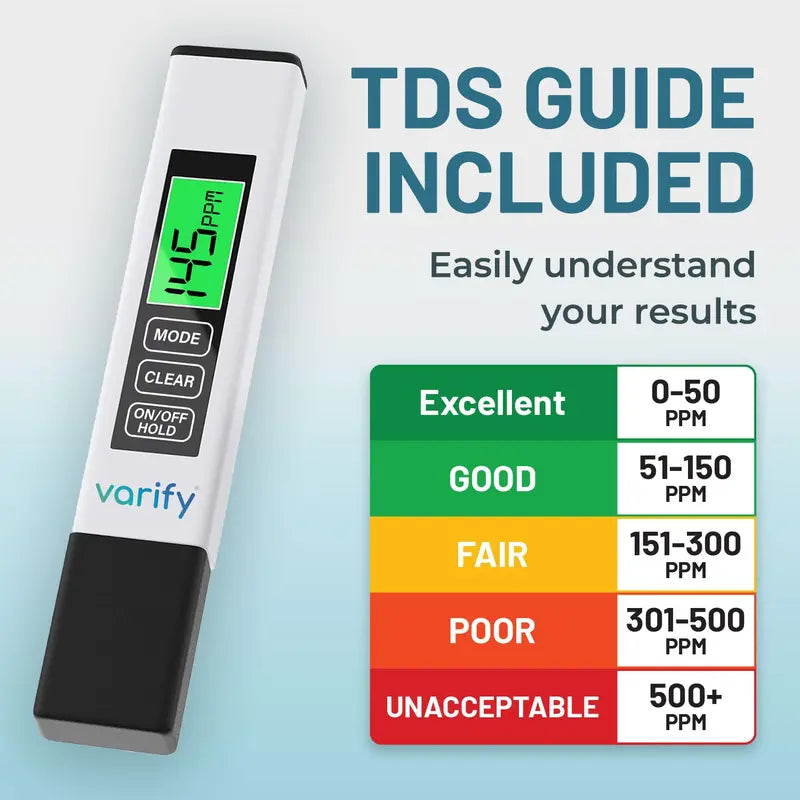 VARIFY 4-in-1 TDS Meter Digital Water Tester – Accurate Water Quality Checker for Drinking Water 💧