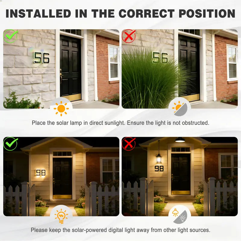 6.7 Inch Solar Lighted House Numbers for Outside Lighting