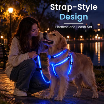 🎁LED Light-Up Dog Harness and Leash Set