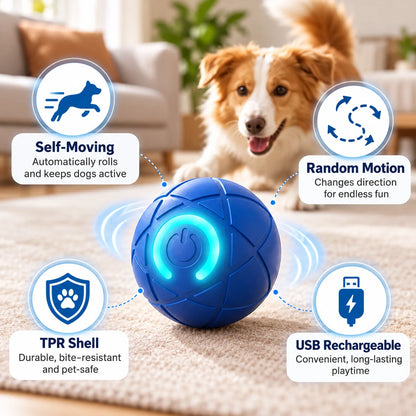 🎁Self-Moving Interactive Dog Ball – USB Rechargeable Pet Toy