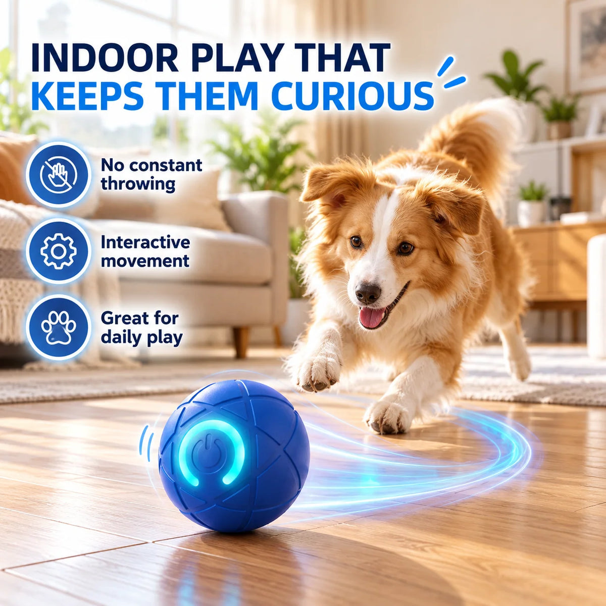 🎁Self-Moving Interactive Dog Ball – USB Rechargeable Pet Toy