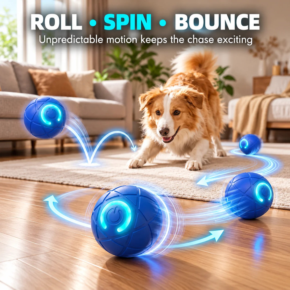 🎁Self-Moving Interactive Dog Ball – USB Rechargeable Pet Toy