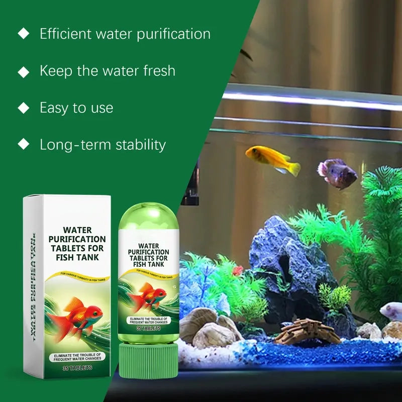 🐠  Aquarium Water Purification Tablets – Aquarium Water Clarifier • Algae Remover • Deodorizing Fish Tank Cleaner • Crystal Clear Water Treatment Tablets 💧✨
