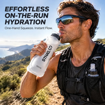 🎁Collapsible Soft Running Water Bottle – Lightweight TPU Flask with Pull-Open Valve, 250ml/500ml for Trail Running, Hiking & Cycling