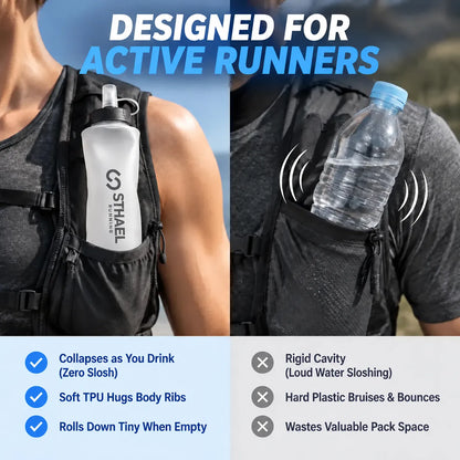 🎁Collapsible Soft Running Water Bottle – Lightweight TPU Flask with Pull-Open Valve, 250ml/500ml for Trail Running, Hiking & Cycling