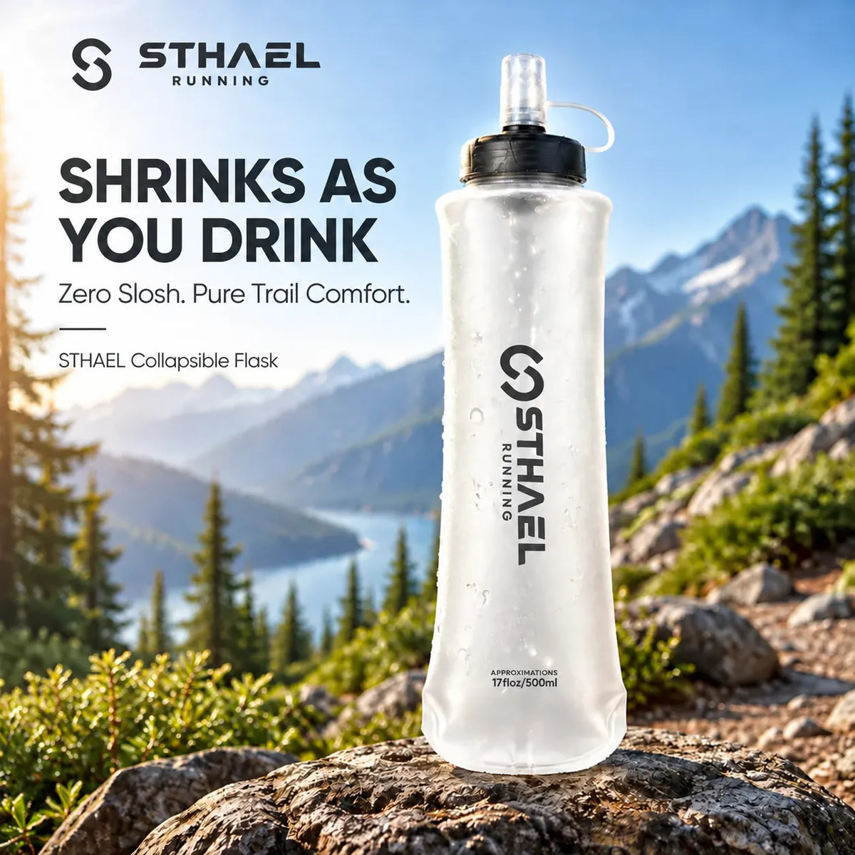 🎁Collapsible Soft Running Water Bottle – Lightweight TPU Flask with Pull-Open Valve, 250ml/500ml for Trail Running, Hiking & Cycling