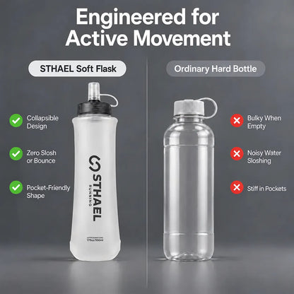 🎁Collapsible Soft Running Water Bottle – Lightweight TPU Flask with Pull-Open Valve, 250ml/500ml for Trail Running, Hiking & Cycling