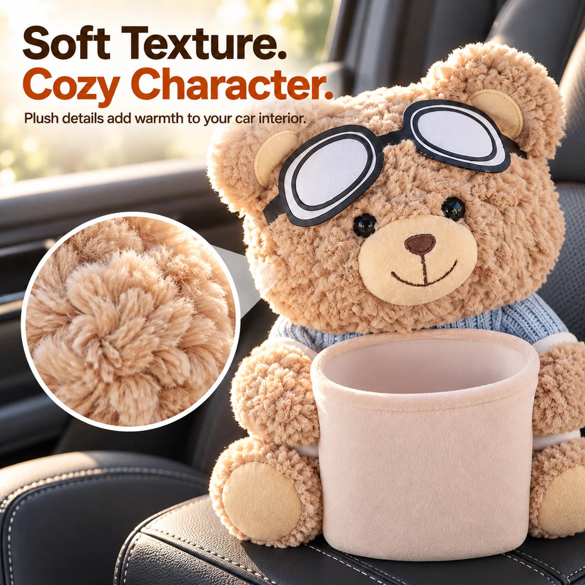🎁Plush Bear Car Organizer & Tissue Holder