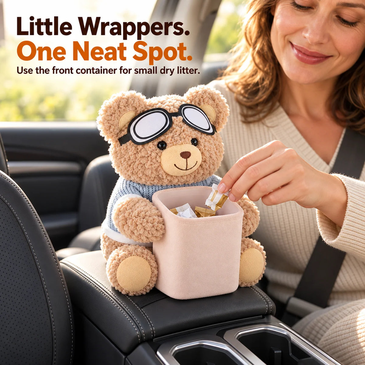 🎁Plush Bear Car Organizer & Tissue Holder