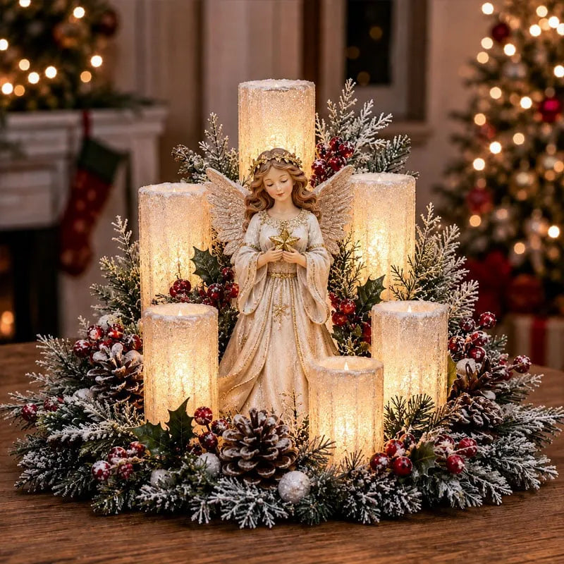 🎁Christmas Lighted Centerpiece With Flameless Candle Glow