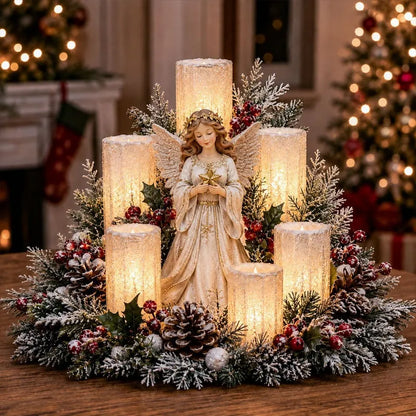 🎁Christmas Lighted Centerpiece With Flameless Candle Glow