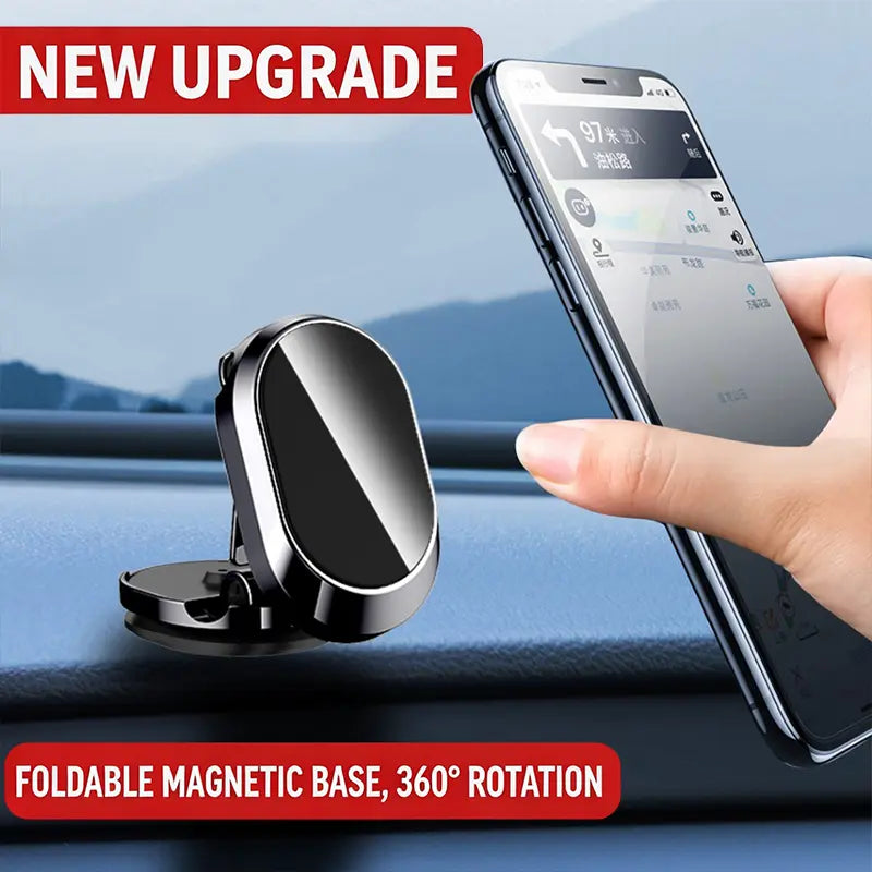 🎁Foldable Magnetic Car Phone Mount – 360° Rotating Dashboard Stand