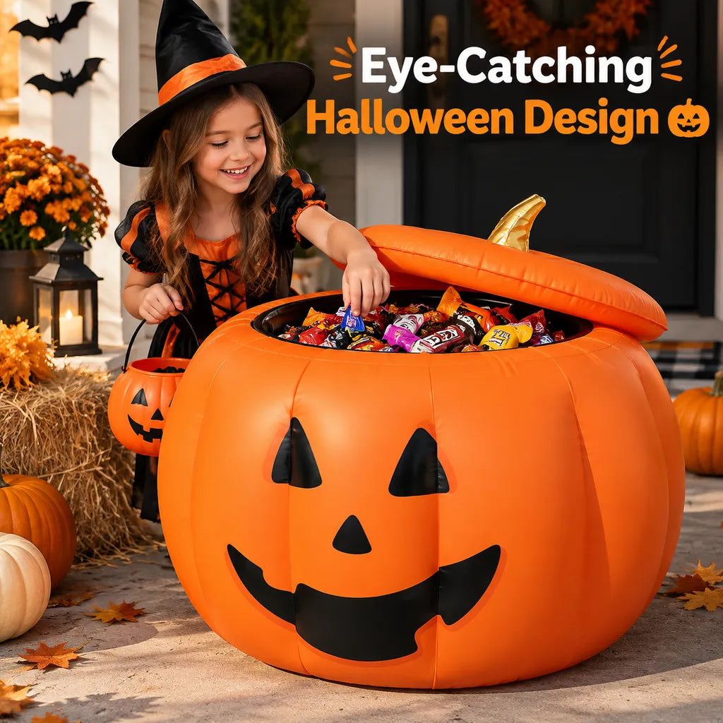 🎁Inflatable Halloween Pumpkin Bucket – Candy Holder & Party Decor