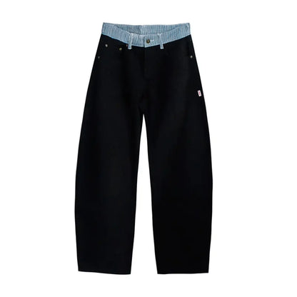 Adjustable Low-Rise Loose Barrel Leg Jeans