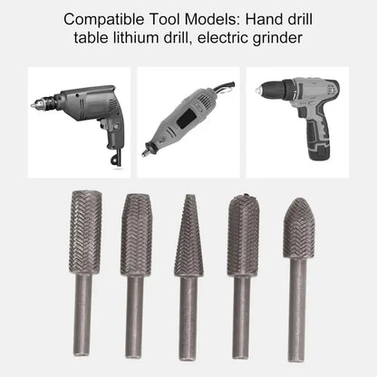 🔥 5PCS Tungsten Carbide File Set – High-Speed Wood Grinding & Carving Bits