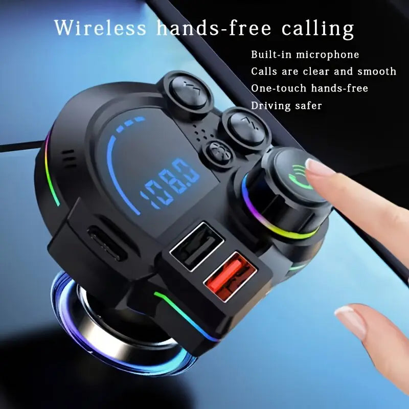 PD 30W Type-C Car Charger & Bluetooth 5.3 FM Transmitter – Fast Charging Wireless MP3 Player with RGB Lights 🚗✨