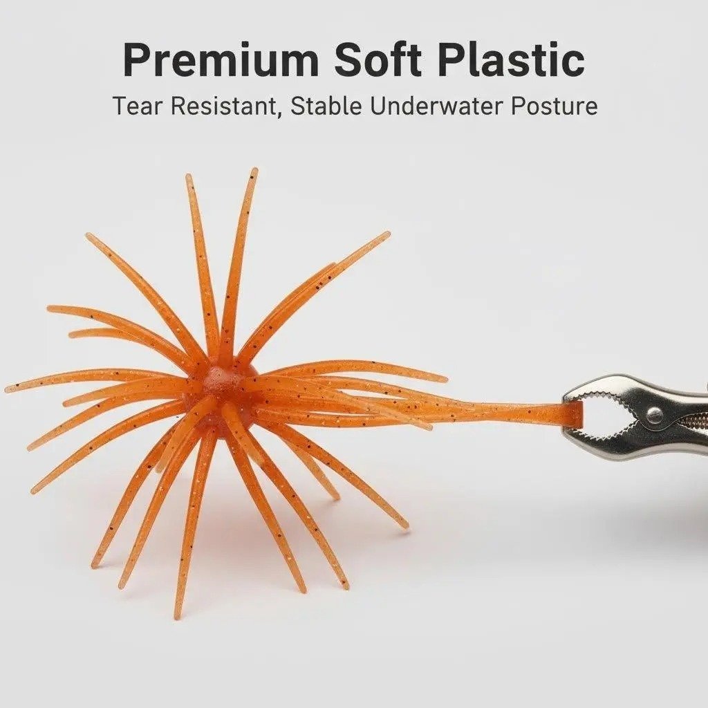 🎁Tentacle Soft Plastic Fishing Lure. Finesse Bass Bait for Drop Shot Wacky Rig. Slow Sinking
