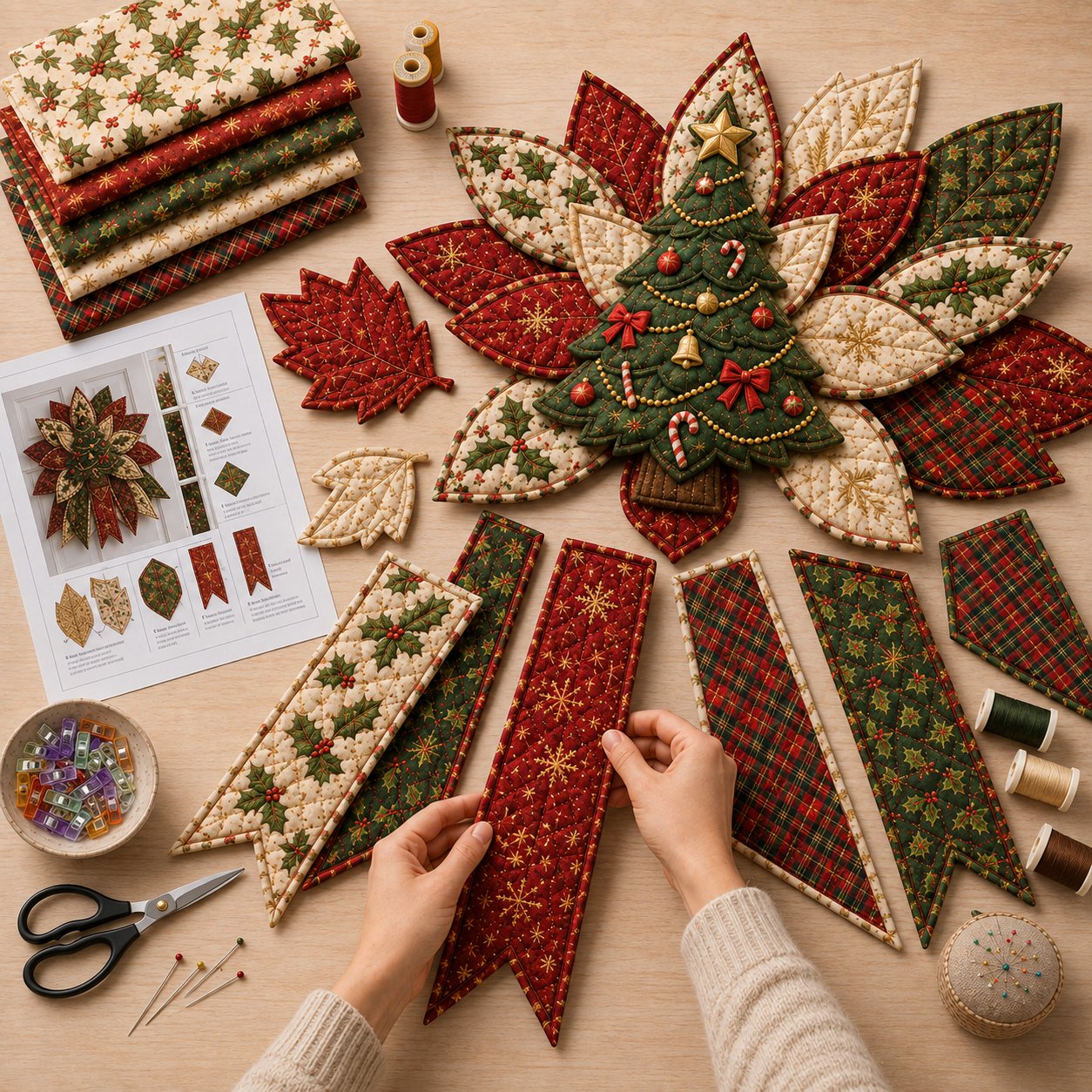 🎄 Festive Quilted Christmas Door Hanging DIY Sewing Kit
