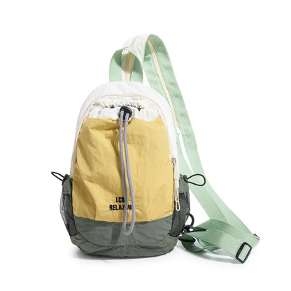 🎁Unisex Color Block Mini Backpack – Lightweight Water-Resistant Nylon Daypack